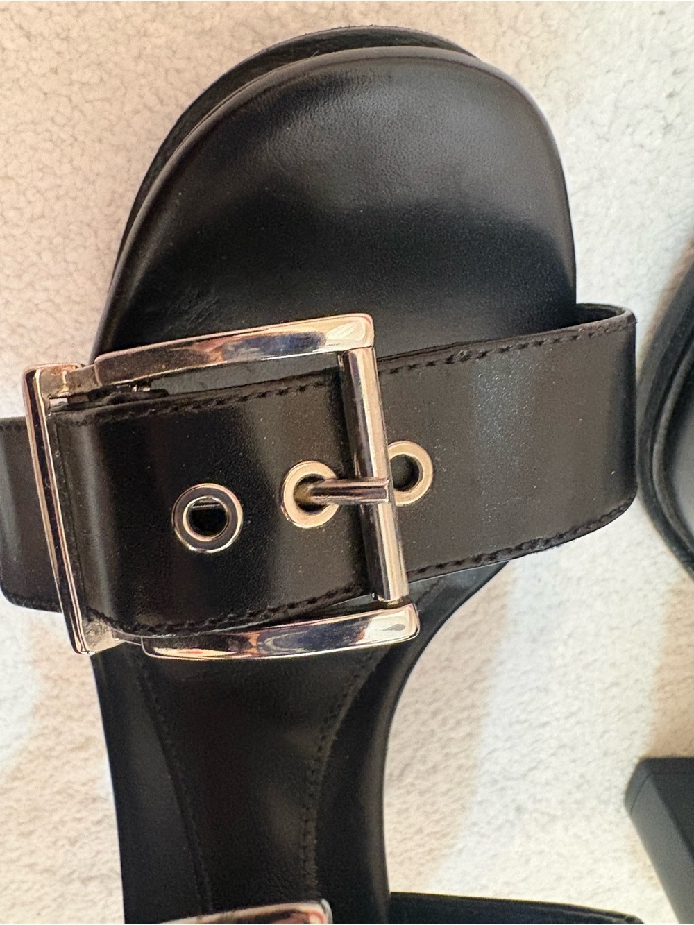 Alexander McQueen Black Leather Platform Buckle Heels - Picture 8 of 14
